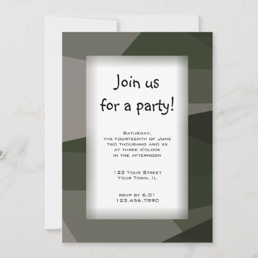 Green Camo Block All Purpose Party Invitation (Devant)