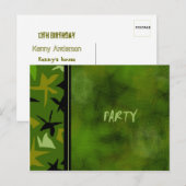 Green Camo Boys Birthday Party Invitation Uitnodiging Briefkaart (Voorkant / Achterkant)