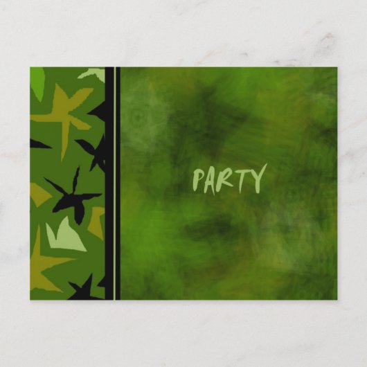 Green Camo Boys Invitation de fête d'anniversaire (Devant)