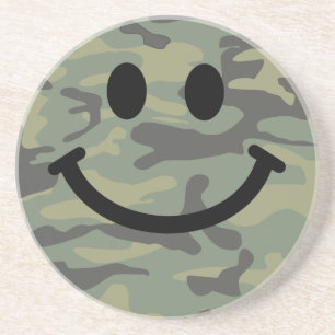 Green Camo Face Zandsteen Onderzetter