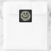 Green Camo Happy Face Vierkante Sticker (Tas)