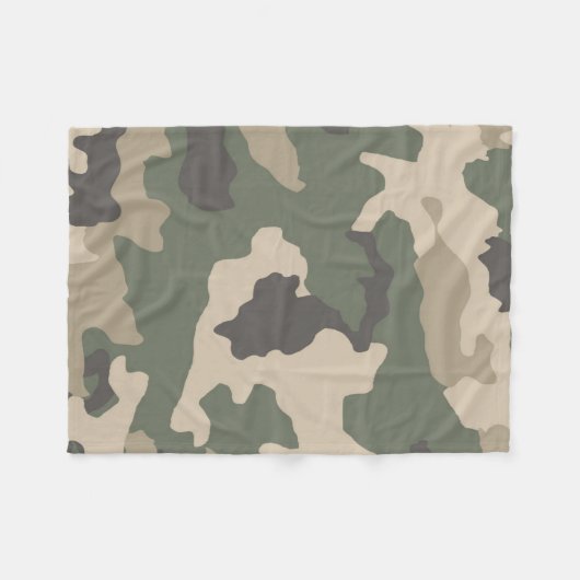 Green Camo Pattern Fleece Deken (Voorkant (Horizontaal))