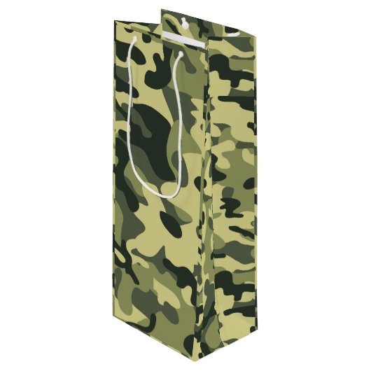 Green Camo Wijn Cadeautas (Voorkant Gekanteld)