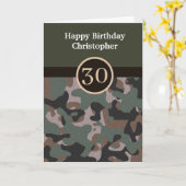 Green Camouflage 30th Birthday Kaart (Gele Bloem)
