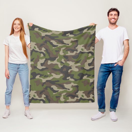 Green Camouflage Pattern Fleece Deken (In situ)