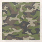 Green Camouflage Pattern Glazen Onderzetter (Voorkant)