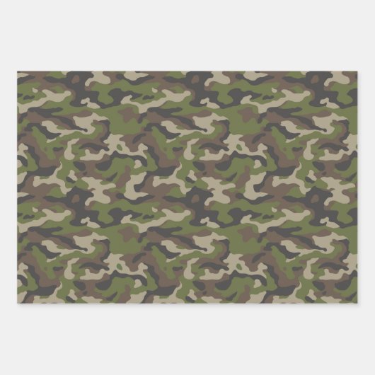 Green Camouflage Pattern Inpakpapier Vel (Voorkant 3)