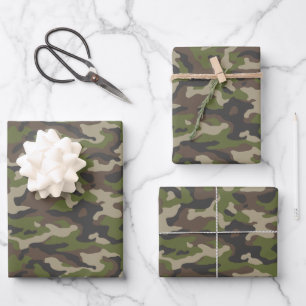 Green Camouflage Pattern Inpakpapier Vel