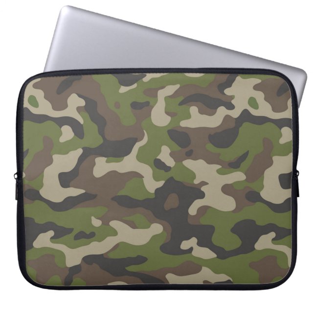 Green Camouflage Pattern Laptop Sleeve (Voorkant)