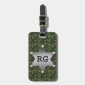 Green Camouflage Pattern Sheriff Badge Monogram Bagagelabel (Voorkant verticaal)