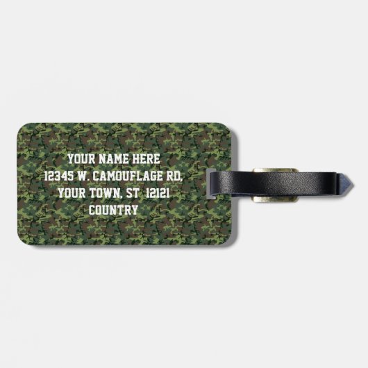 Green Camouflage Pattern Sheriff Badge Monogram Bagagelabel (Achterkant horizontaal)