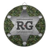 Green Camouflage Pattern Sheriff Badge Monogram Dartbord (Voorkant)