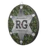 Green Camouflage Pattern Sheriff Badge Monogram Dartbord (Voorkant Rechts)