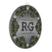 Green Camouflage Pattern Sheriff Badge Monogram Dartbord (Voorkant Links)