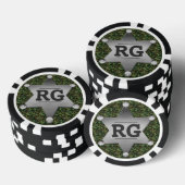 Green Camouflage Pattern Sheriff Badge Monogram Pokerchips (Opstapeling)