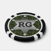 Green Camouflage Pattern Sheriff Badge Monogram Pokerchips (Enkel)