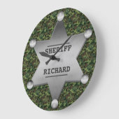 Green Camouflage Pattern Sheriff Name Badge Grote Klok (Hoek)