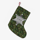 Green Camouflage Pattern Sheriff Name Badge Kleine Kerstsok (Voorkant (Hangend))