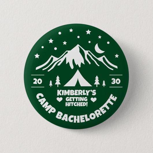 Green Camp Bachelorette Bridal Ronde Button 5,7 Cm (Voorkant)