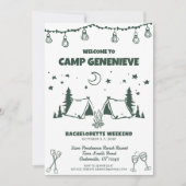 Green Camping Bachelorette Weekendfeest Kaart (Voorkant)