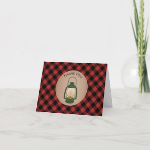 Green Camping Lantern Plaid Baby shower Dank u Bedankkaart