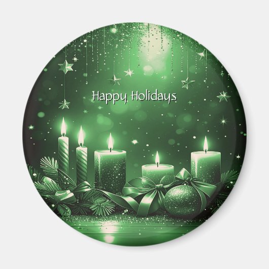 Green Candles Christmas Holiday Magnet (Devant)