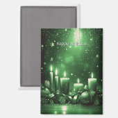 Green Candles Christmas Holiday Magnet (Recto/Verso)