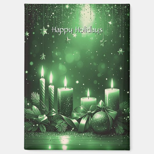 Green Candles Christmas Holiday Magnet Magneet (Voorkant)