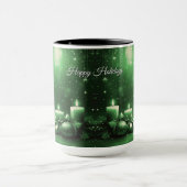 Green Candles Christmas Holiday Mug (Centre)