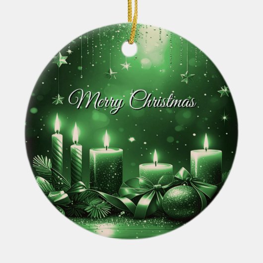 Green Candles Christmas Holiday Ornament (Voorkant)