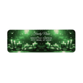Green Candles Christmas Return Address Label