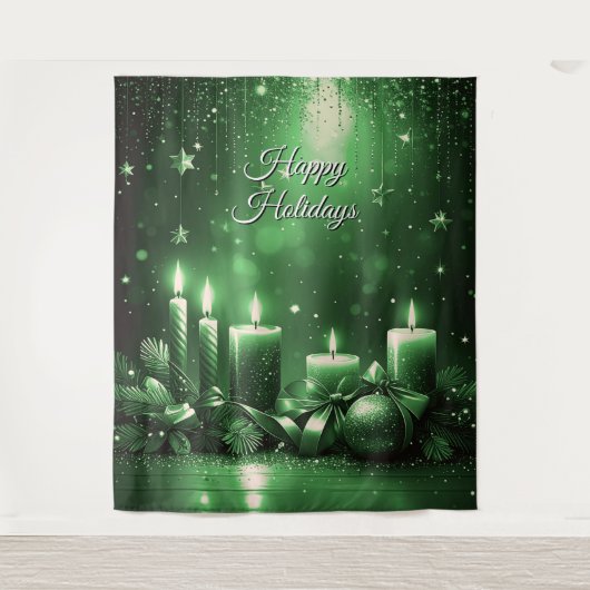 Green Candles Holiday Backdrop Wandkleed (Voorkant)