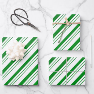 Green Candy Cane Striped Inpakpapier Vel