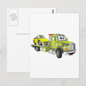 Green Cartoon Flatbed Tow Truck Briefkaart (Voorkant / Achterkant)