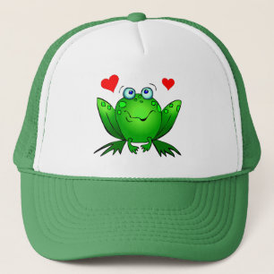 Green Cartoon Frog Cute Smile Hearts Trucker Hat Pet