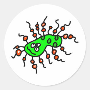 Green Cartoon Germ Ronde Sticker