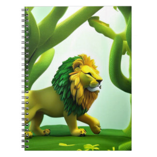 Green Cartoon lion in forest Notitieboek
