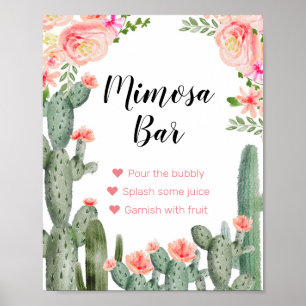 Green Catcus Waterverf Mimosa Bar Sign. Poster