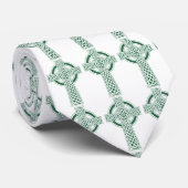 Green Celtic Cross Irish St. Patricks Day Religiou Stropdas (Opgerold)