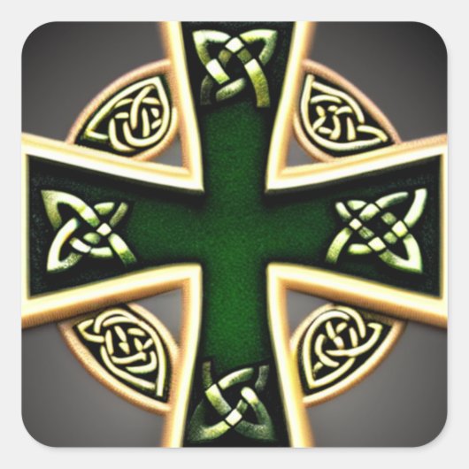 Green Celtic Cross Sticker (Voorkant)