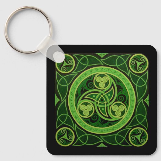 Green Celtic Design Sleutelhanger (Voorkant)