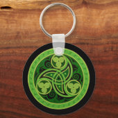 Green Celtic Design Sleutelhanger (cirkel) (Achterkant)