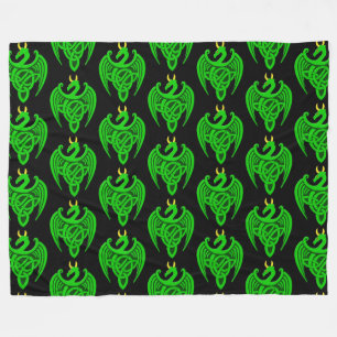Green Celtic Dragon Fleece Blanket Deken