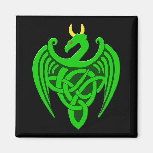 Green Celtic Dragon Magnet Magneet (Voorkant)