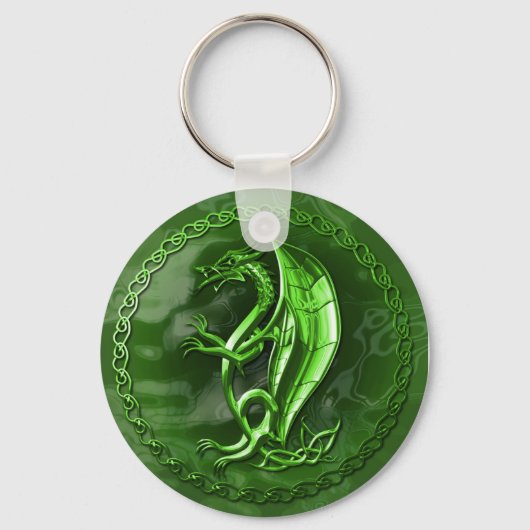 Green Celtic Dragon Sleutelhanger (Voorkant)