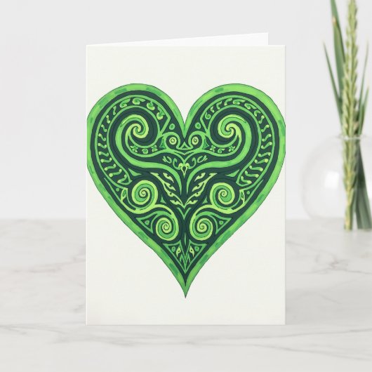 Green Celtic Heart Art Card Kaart (Voorkant)