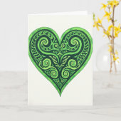 Green Celtic Heart Art Card Kaart (Gele Bloem)