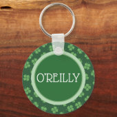 Green Celtic Irish Four Leafed Clovers St. Patrick Sleutelhanger (Voorkant)