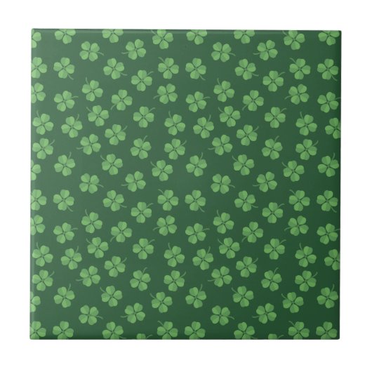 Green Celtic Irish Four Leafed Clovers St. Patrick Tegeltje (Voorkant)