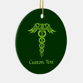 Green Celtic Knot Caduceus Keramisch Ornament (Rechts)